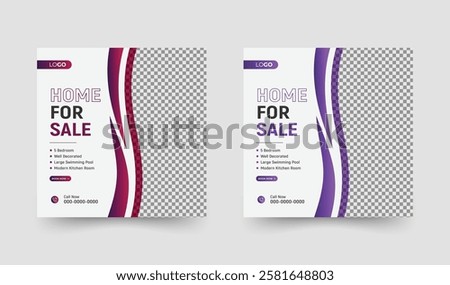 Creative uncommon natural shape social media marketing template layout design for real estate agency