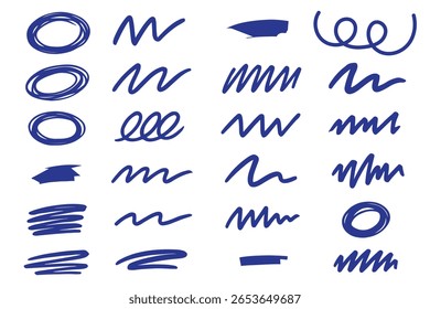 Creative Underline Brush Pack Text Highlights for Posters Web Design . Set of hand drawn marker pen stroke line .