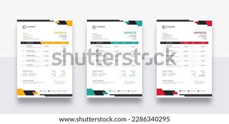 Creative and Unique abstract Corporate business invoice template. Quotation Invoice Layout Template Paper Sheet Include Accounting, Price, Tax, and Quantity. With color variation Vector illustration Stock photo © 