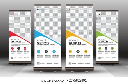 Creative Unique Corporate Roll Up Banner Signage Standee Pull Up X Banner Template Clean Design