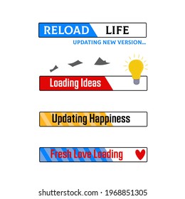 Creative and unique design of the loading bars with different titles in a very attractive style.