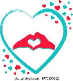 The creative and unique design of love in a very cute and attractive style with some little hearts around it in a very colorful design.