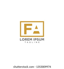 creative and unique design of the negative space letter FA inside a rectangle