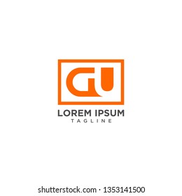creative and unique design of the negative space letter GU inside a rectangle