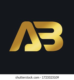 Creative unique elegant  brand black and golden color AB initial based letter icon logo.