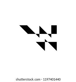 Creative unique elegant geometric minimal fashion brand black and white color W  initial based letter icon logo.