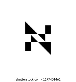 Creative unique elegant geometric minimal fashion brand black and white color N initial based letter icon logo.