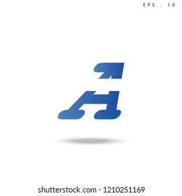 Creative unique elegant geometric minimal fashion brand blue and white color W  initial based letter icon logo