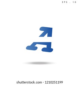 Creative unique elegant geometric minimal fashion brand blue and white color W  initial based letter icon logo