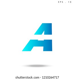 Creative unique elegant geometric, minimal fashion brand, blue gradient and white color, A  initial based letter icon logo.