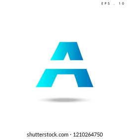 Creative unique elegant geometric, minimal fashion brand, blue gradient and white color, A  initial based letter icon logo.