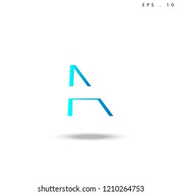 Creative unique elegant geometric, minimal fashion brand, blue gradient and white color, A  initial based letter icon logo.