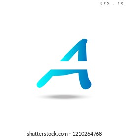 Creative unique elegant geometric, minimal fashion brand, blue gradient and white color, A  initial based letter icon logo.