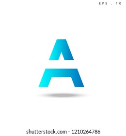 Creative unique elegant geometric, minimal fashion brand, blue gradient and white color, A  initial based letter icon logo.