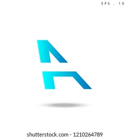 Creative unique elegant geometric, minimal fashion brand, blue gradient and white color, A  initial based letter icon logo.