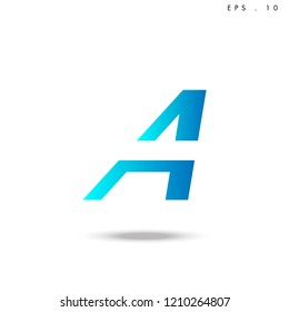 Creative unique elegant geometric, minimal fashion brand, blue gradient and white color, A  initial based letter icon logo.