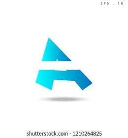 Creative unique elegant geometric, minimal fashion brand, blue gradient and white color, A  initial based letter icon logo.