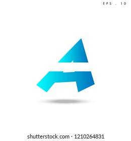 Creative unique elegant geometric, minimal fashion brand, blue gradient and white color, A  initial based letter icon logo.