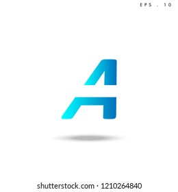 Creative unique elegant geometric, minimal fashion brand, blue gradient and white color, A  initial based letter icon logo.