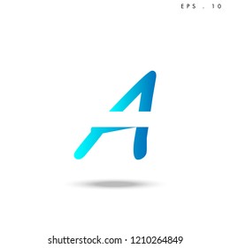 Creative unique elegant geometric, minimal fashion brand, blue gradient and white color, A  initial based letter icon logo.