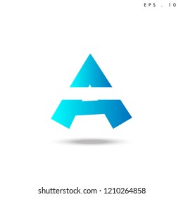 Creative unique elegant geometric, minimal fashion brand, blue gradient and white color, A  initial based letter icon logo.