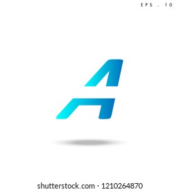 Creative unique elegant geometric, minimal fashion brand, blue gradient and white color, A  initial based letter icon logo.