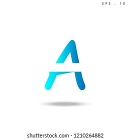 Creative unique elegant geometric, minimal fashion brand, blue gradient and white color, A  initial based letter icon logo.