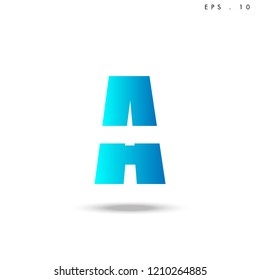 Creative unique elegant geometric, minimal fashion brand, blue gradient and white color, A  initial based letter icon logo.