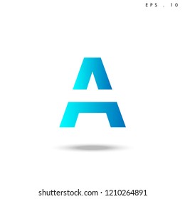 Creative unique elegant geometric, minimal fashion brand, blue gradient and white color, A  initial based letter icon logo.