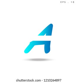 Creative unique elegant geometric, minimal fashion brand, blue gradient and white color, A  initial based letter icon logo.