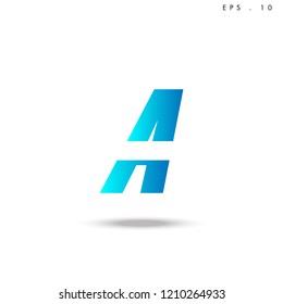 Creative unique elegant geometric, minimal fashion brand, blue gradient and white color, A  initial based letter icon logo.