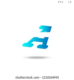 Creative unique elegant geometric, minimal fashion brand, blue gradient and white color, A  initial based letter icon logo.