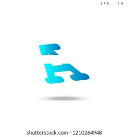 Creative unique elegant geometric, minimal fashion brand, blue gradient and white color, A  initial based letter icon logo.