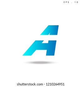 Creative unique elegant geometric, minimal fashion brand, blue gradient and white color, A  initial based letter icon logo.