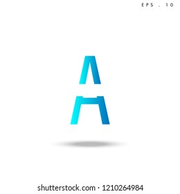 Creative unique elegant geometric, minimal fashion brand, blue gradient and white color, A  initial based letter icon logo.