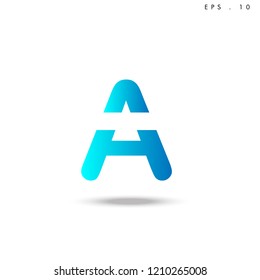 Creative unique elegant geometric, minimal fashion brand, blue gradient and white color, A  initial based letter icon logo.