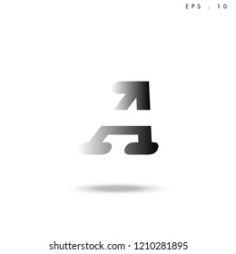 Creative unique elegant geometric, minimal fashion brand black gradient and white color, A  initial based letter icon logo.