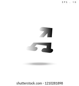 Creative unique elegant geometric, minimal fashion brand black gradient and white color, A  initial based letter icon logo.