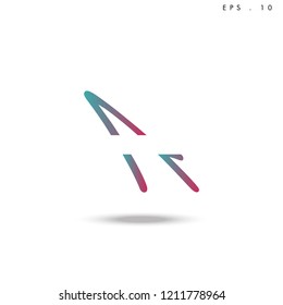 Creative unique elegant geometric, minimal fashion brand ,gradient  color, A  initial based letter icon logo.