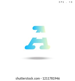 Creative unique elegant geometric, minimal fashion brand ,gradient  color, A  initial based letter icon logo.