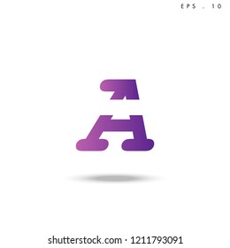 Creative unique elegant geometric, minimal fashion brand , purple gradient   color, A  initial based letter icon logo.