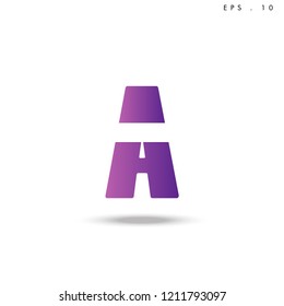 Creative unique elegant geometric, minimal fashion brand , purple gradient   color, A  initial based letter icon logo.