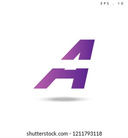 Creative unique elegant geometric, minimal fashion brand , purple gradient   color, A  initial based letter icon logo.