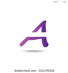 Creative unique elegant geometric, minimal fashion brand , purple gradient   color, A  initial based letter icon logo.
