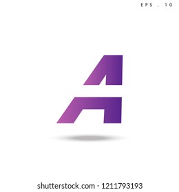 Creative unique elegant geometric, minimal fashion brand , purple gradient   color, A  initial based letter icon logo.