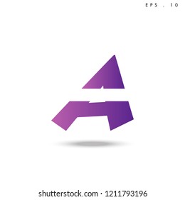 Creative unique elegant geometric, minimal fashion brand , purple gradient   color, A  initial based letter icon logo.