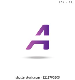 Creative unique elegant geometric, minimal fashion brand , purple gradient   color, A  initial based letter icon logo.