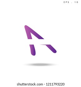 Creative unique elegant geometric, minimal fashion brand , purple gradient   color, A  initial based letter icon logo.