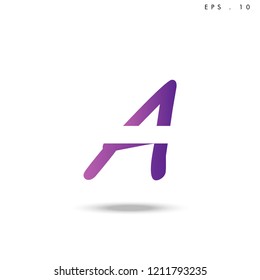 Creative unique elegant geometric, minimal fashion brand , purple gradient   color, A  initial based letter icon logo.