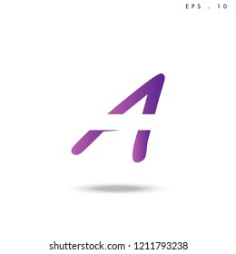 Creative unique elegant geometric, minimal fashion brand , purple gradient   color, A  initial based letter icon logo.